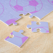 Cute Voetbal Pattern in Paars en blauw Legpuzzel (Zijkant)