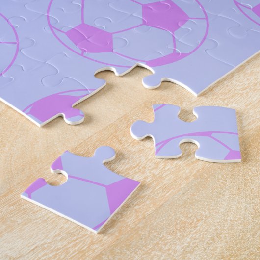 Cute Voetbal Pattern in Paars en blauw Legpuzzel (Zijkant)