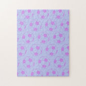 Cute Voetbal Pattern in Paars en blauw Legpuzzel (Verticaal)