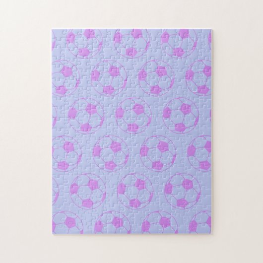 Cute Voetbal Pattern in Paars en blauw Legpuzzel (Verticaal)