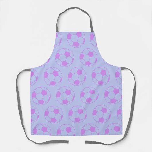 Cute Voetbal Pattern in Paars en blauw Schort (Voorkant)
