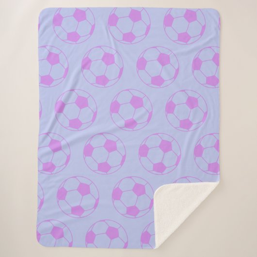Cute Voetbal Pattern in Paars en blauw Sherpa Deken (Voorkant)