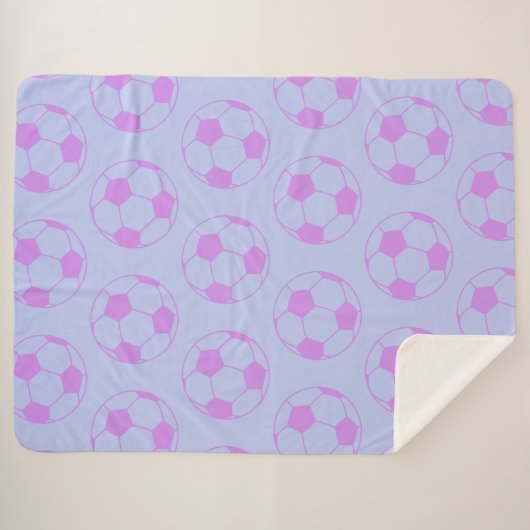 Cute Voetbal Pattern in Paars en blauw Sherpa Deken (Voorkant (horizontaal))