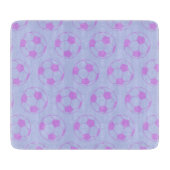 Cute Voetbal Pattern in Paars en blauw Snijplank (Voorkant)