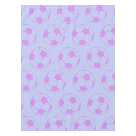 Cute Voetbal Pattern in Paars en blauw Tafelkleed (Voorkant)