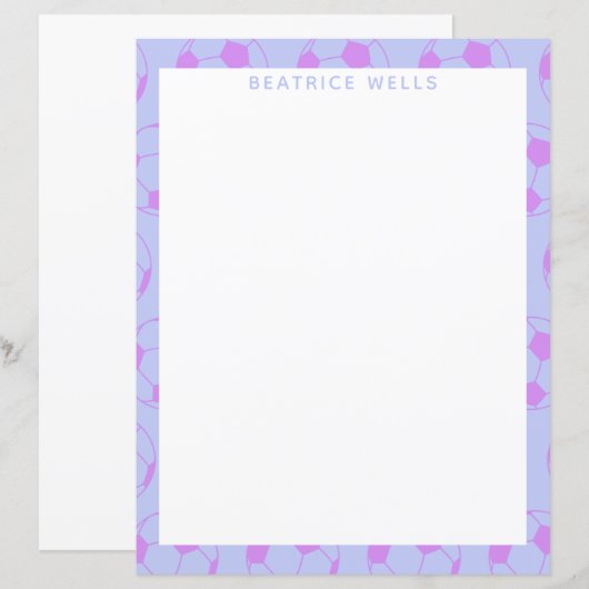 Cute Voetbal Pattern in Paars Personalized (Voorkant / Achterkant)