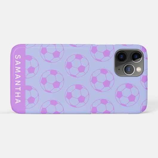 Cute Voetbal Pattern in Paars Personalized Case-Mate iPhone Case (Achterkant (horizontaal))