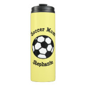 Cute Voetbal Text Soccer Mam Gepersonaliseerd Thermosbeker (Voorkant)