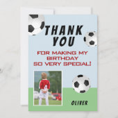Cute Voetballen Kinderen Birthday Foto Bedankkaart (Voorkant)