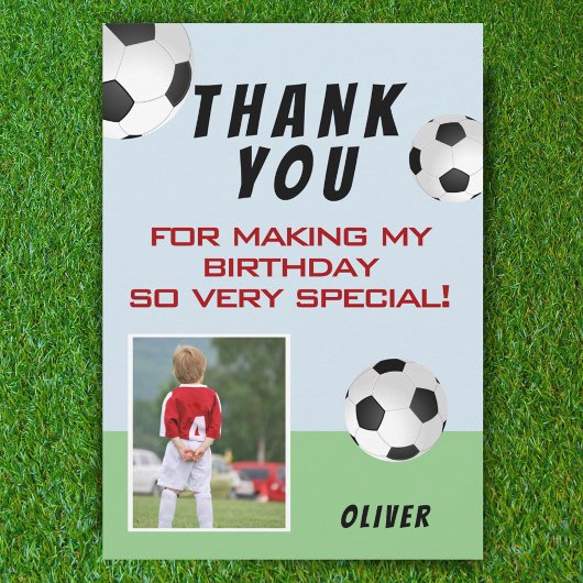 Cute Voetballen Kinderen Birthday Foto Bedankkaart