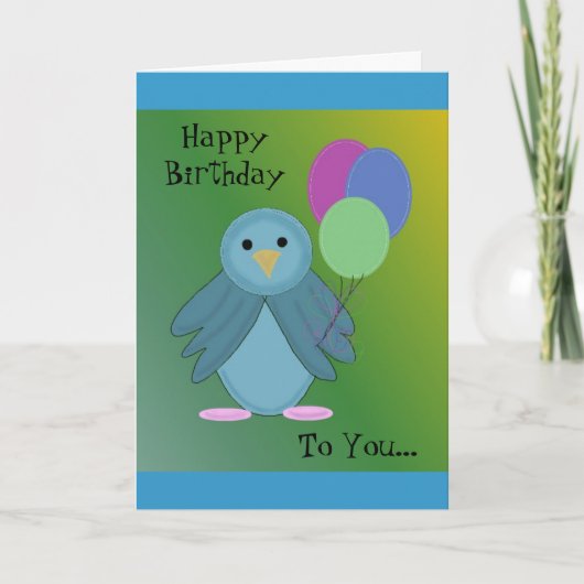 Cute vogel die ballonnen vasthoudt kaart (Voorkant)