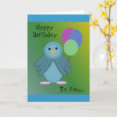 Cute vogel die ballonnen vasthoudt kaart (Gele Bloem)