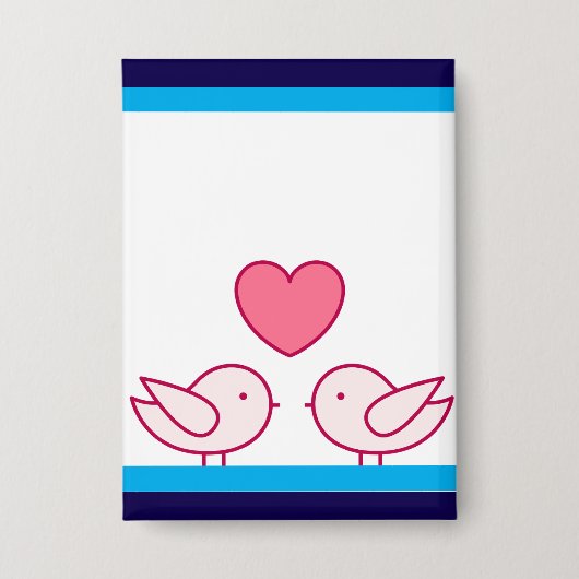 Cute Vogel en Hart Liefde Design Button (Voorkant)