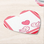 Cute Vogel en Hart Liefde Design Kartonnen Onderzetters (Gekanteld)