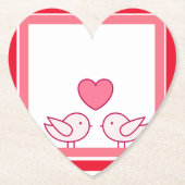 Cute Vogel en Hart Liefde Design Kartonnen Onderzetters (Voorkant)