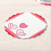 Cute Vogel en Hart Liefde Design Kartonnen Onderzetters (Gekanteld)