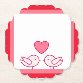 Cute Vogel en Hart Liefde Design Kartonnen Onderzetters (Voorkant)