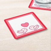 Cute Vogel en Hart Liefde Design Kartonnen Onderzetters (Schuin)