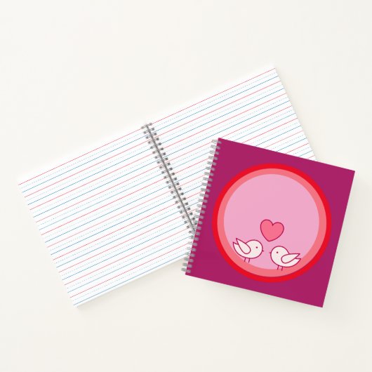 Cute Vogel en Hart Liefde Design Notitieboek (Binnen)