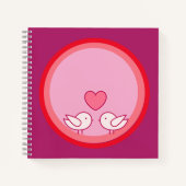 Cute Vogel en Hart Liefde Design Notitieboek (Voorkant)