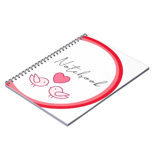 Cute Vogel en Hart Liefde Design Notitieboek (Linkerzijde)