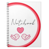Cute Vogel en Hart Liefde Design Notitieboek (Voorkant)
