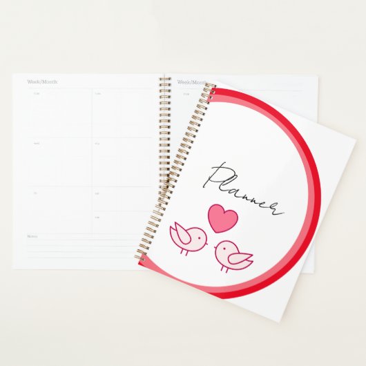 Cute Vogel en Hart Liefde Design Planner (Display)