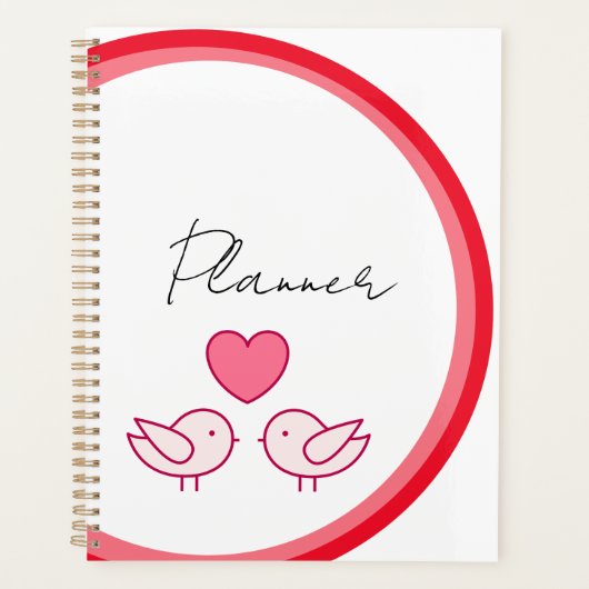 Cute Vogel en Hart Liefde Design Planner (Voorkant)