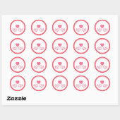 Cute Vogel en Hart Liefde Design Ronde Sticker (Vel)