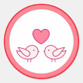 Cute Vogel en Hart Liefde Design Ronde Sticker (Voorkant)