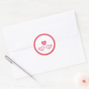 Cute Vogel en Hart Liefde Design Ronde Sticker