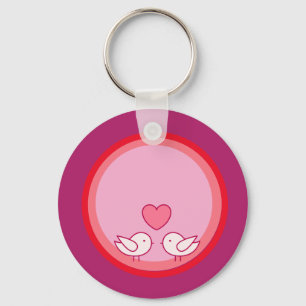 Cute Vogel en Hart Liefde Design Sleutelhanger