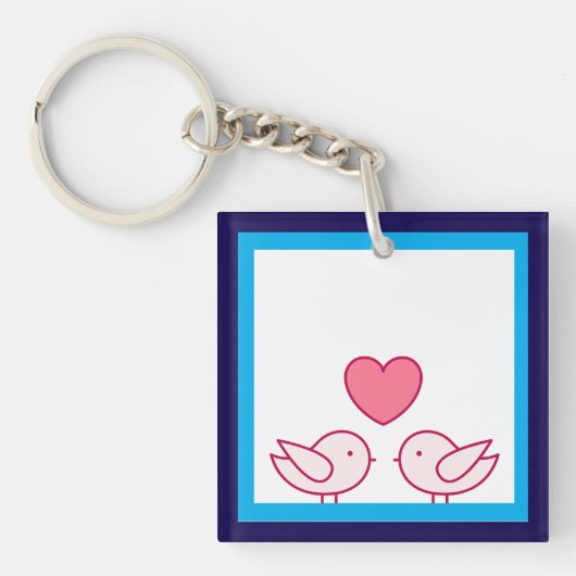 Cute Vogel en Hart Liefde Design Sleutelhanger (voorkant)