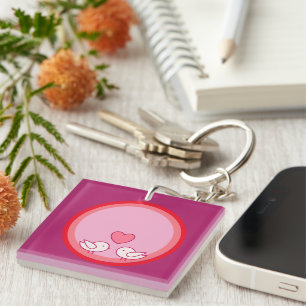 Cute Vogel en Hart Liefde Design Sleutelhanger