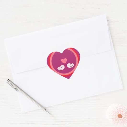Cute Vogel en Hart Liefde Design Sticker (Envelop)