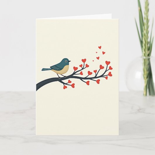 Cute Vogel Hart Boom Kaart (Voorkant)