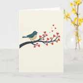 Cute Vogel Hart Boom Kaart (Gele Bloem)