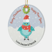 Cute vogel in sneeuw Kerstmis keramiek ornament (Links)