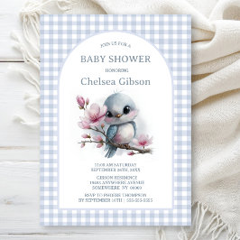 Cute Vogel met Kersenbloesem Baby Shower Kaart
