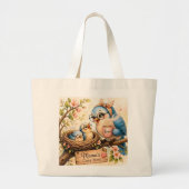 Cute Vogel Moeder Boodschappentas Grote Tote Bag (Voorkant)