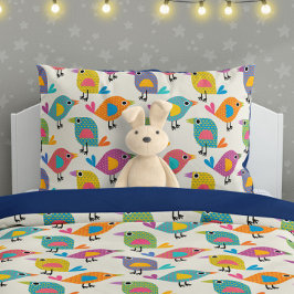 Cute Vogelpatroon op Crème Kussensloop