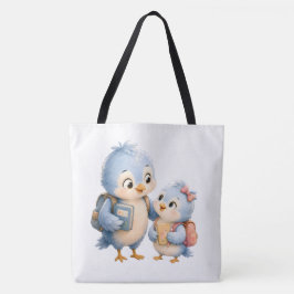 Cute Vogels Broers en Zusters Zwarte Tote Tas