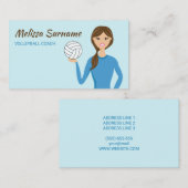 Cute Volleyball Coach Girl Illustration Blue Visitekaartje (Voorkant / Achterkant)