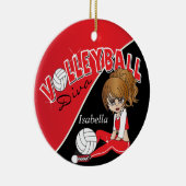 Cute Volleyball 🏐 Diva Girl in Red Keramisch Ornament (Rechts)