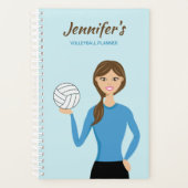 Cute Volleyball Girl Illustratie en aangepaste naa Planner (Voorkant)