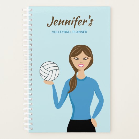 Cute Volleyball Girl Illustratie en aangepaste naa Planner (Voorkant)