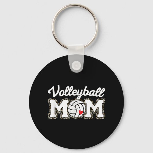 Cute Volleyball Ma Leopard Print Moederdag Fun Sleutelhanger (Voorkant)