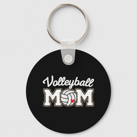 Cute Volleyball Ma Leopard Print Moederdag Sleutelhanger (Voorkant)