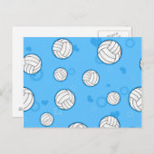 Cute Volleyball Pattern Blue Briefkaart (Voorkant / Achterkant)