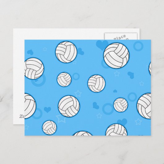Cute Volleyball Pattern Blue Briefkaart (Voorkant / Achterkant)